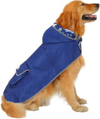 HDE Reversible Dog Raincoat Hooded Slicker Poncho Rain Coat Jacket for Small Medium Large Dogs Sharks - L