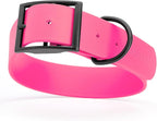 Dogline Biothane Waterproof Dog Collar Strong Coated Nylon Webbing with Black Hardware Odor- Proof for Easy Care Easy to Clean High Performance Fits Small Medium or Large Dogs, Passionfruit Pink