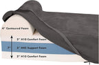 Barker Beds Orthopedic Dog Bed - 7" Pillow Top XL Size (52 x 36 x 11) - Luxury Washable Large Dog Bed with Headrest - Memory Foam Mattress for Big Dogs (Charcoal)