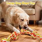 SZEE Dog Rope Toy for Large Dogs, 37 Inch 5 Knots, Halloween Dog Toys for Large Dog & Aggressive Chewers, Durable & Tough Tug of War Rope, for Teeth Cleaning & Boredom Relief (Yellow & Orange)