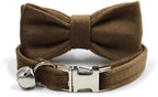 Personalized Cat Collar with Bells,Velvet Customized Small Cat Collar with Name Tag,Pet Collar with Name Phone Number Engraved ID Tags for Boy and Girl Kitten Cats (Brown)