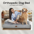 Large Dog Bed Orthopedic Washable, Big Large XXXLarge Dogs, Orthopedic Grey Extra Dog Bed with Waterproof Cover and Removable Egg Foam, Couch Bed Bolster