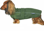DJANGO Dog Jacket & Raincoat – Lightweight Water-Resistant Coat for Small, Medium & Long Dogs Like Dachshunds – Reflective, Adjustable Fit, Harness-Compatible & Easy-Access Harness Hole - Green, Large