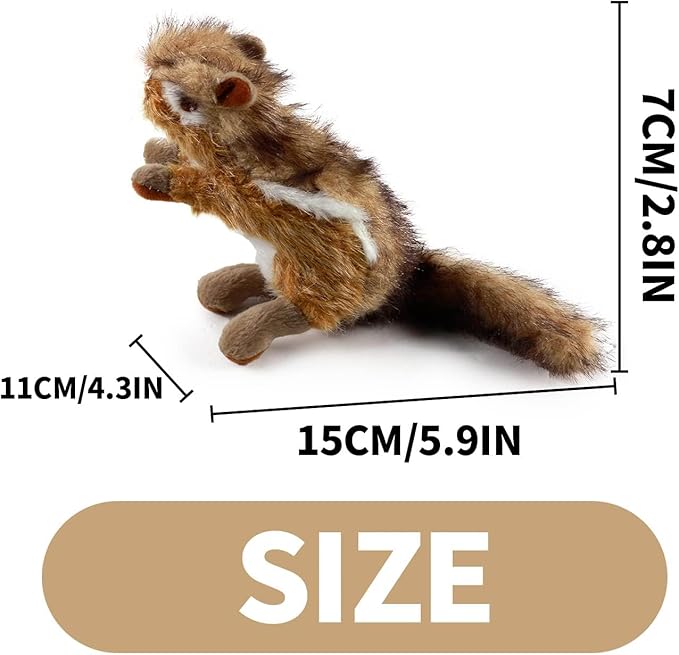 ALL FOR PAWS Squirrel Squeaky Doy Toy, Squirrel Dog Toy for Small Medium Breed, Puppy Fetch Toy with Squeaker, Plush Chew Dog Toy, 5.9 x 4.3 x 2.8 inches, Classic-Chipmunk S