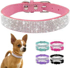 Serijoars Small Dog Collar with Rhinestone Crystal Diamond Colorful Bling Girl Puppy Cat Collars (L, Red)