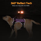 Heavy-Duty Tactical Dog Harness for Large Dogs, No Pull Adjustable Reflective Pet Vest with Molle System, K9 Military-Grade Control for Service Training, Outdoor & 10+ Breeds, Purple Camo, X-Large