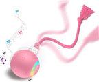 Interactive Cat Toys, Automatic Moving Cat Toys for Bored Indoor Adult Cats, Fast Rolling, Chirping & Motion-Activated Kitty Toys, Fun Gift for Cats with Speedy Tail 2.0, USB Rechargeable,Pink