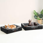 EHEYCIGA Memory Foam Dog Bed for Medium Size, Orthopedic Dog Sofa with Sides and Waterproof Liner, Washable Bolster Pet Couch with Removable Cover, 35x22x6.5 Inch, Grey/Black