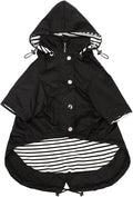 Morezi Dog Zip Up Raincoat with Reflective Buttons, Rain/Water Resistant, Adjustable Drawstring, Removable Hood, Raincoats with Legs 8lbs to 80lbs Available - Black - M