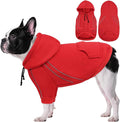 ASENKU Cozy Dog Hoodie，Soft Sweater with Adjustable Hood, Back Pocket and Leash Access Hole，Warm Reflective Sweatshirt for Cold Weather（Red，XS