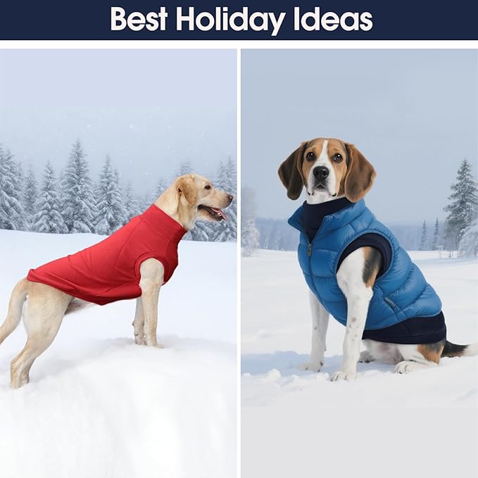 IECOii 2 Pack Dog Sweater Fleece, Warm Vest Coats for Labrador - Soft, Stretchy with Leash Hole, Fall/Winter Pullover Sweatshirt for Outdoor Playing (Size XL, Rose Red & Dusty Pink)