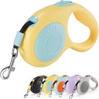 JSXD 360° Tangle-Free Retractable Dog Leash with One-Handed Brake, Pause, Lock, 10 ft Strong Nylon Tape Pet Walking Leash,Suitable for Cats, Small and Medium Dogs up to 66 lbs (Yellow, 10 ft)