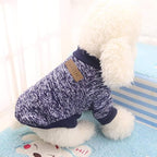Idepet Pet Dog Classic Knitwear Sweater Fleece Coat Thickening Warm Pup Dogs Shirt Winter Pet Dog Clothes Puppy Customes Clothing for Small Medium Dogs (XXS, Navy)