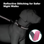 Plutus Pet Reflective Dog Collar with Aviation Aluminum Buckle, Neoprene Padded for Comfort, Lightweight, Heavy Duty Nylon Collar for Puppy Small Medium Large Dogs (Pink, M)
