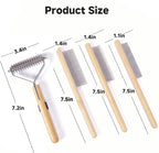 Bamboo Undercoat Rake & Deshedding Comb Set - 4 Piece Pet Grooming Kit with Detangling Brush for Matted Fur Removal, Gentle Massage and Deep Cleaning for Dogs and Cats