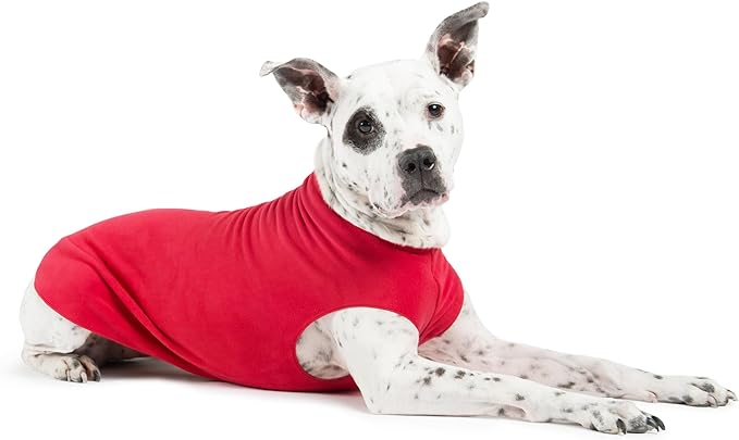 Goldpaw Stretchy Fleece Jacket for Small Dogs - Super Soft, Warm Dog Sweater - Pet Sweater Vest for Fall and Winter - Canine Clothes Made in The USA - Machine Washable - Red - Size 14