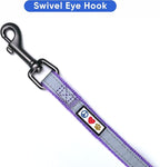 Pawtitas Personalized Dog Leash - Embroidered Custom Name & Phone Number, Reflective, 6 ft Long, Small, Purple Custom Tag