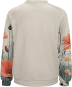 Long Sleeve Shirts for Women Cat Oil Painting Shirt 3D Graphic Sweatshirts Fall Pullover Crewneck Vintage Boho Tops
