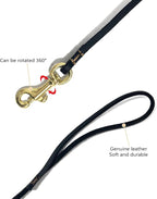 Guiding Star Leather Dog Leash 6 ft x 1/4 inch,Thin and Lightweight Leather Leashes for Small Dogs,Leather Cat Leashes for Small Cats,Soft Genuine Leather Dog Training Leashes for Petite Dogs Black