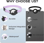 AirTag Cat Collars, Stretchy Collar with Apple AirTag Holder and Bell, Breakaway Ultra Design Elastic GPS Tracking Collars for Cats and Puppies, (7.5-12.5 Inch), Purple