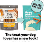 Wiggles & Wags Meaty Sticks Soft Chews, Dog Treats Sticks, Chicken & Cheese Dry Puppy Food - 6oz (Pack of 2), Bundled with Poop Bag