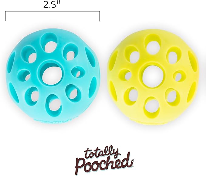 Messy Mutts Totally Pooched Huff'n Puff Ball | 2.5” TPR Puzzle Ball for Dogs | 2-in-1 Durable Interactive Toy and Tooth Cleaner | Teal