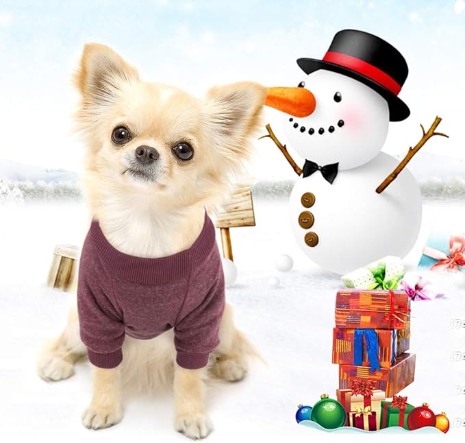 Idepet Pet Dog Classic Knitwear Sweater Soft Fleece Dog Coat Soft Thickening Warm Pup Dogs Shirt Winter Pet Dog Cat Clothes Puppy Customes Clothing for Small Dogs (XXS, Brown)