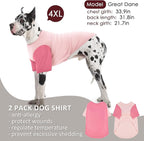IKUPUKO 2 Pack Dog T-Shirts for Extra Large Dogs Soft Breathable Cotton Shirt Shedding Control Clothes for Great Dane, Summer Hot Weather Walking, Seaside, Park Play, XXXXXL