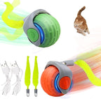 Speedy Tail Interactive Cat Toy Ball, 2025 New Generation, Indoor Play with Replacement Tail (Green-Orange)