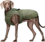 Kuoser Canvas Dog Coat, Warm Dog Jacket Reflective Fleece Pet Cold Weather Coat, Warm Doggie Clothes Waterproof Winter Vest with Zipper Leash Hole for Small Medium Large Dogs, Army Green 2XL