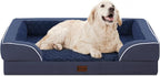 Orthopedic Dog Beds for Extra Large Sized Dogs, Waterproof Memory Foam XL Pet Bed with Sides 42x30Inch, Non-Slip and Egg-Crate Foam Big Dog Couch Bed with Removable Washable Cover, Navy Blue