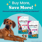 Solid Gold Healthy Dog Treats - Functional Peanut Butter Dog Treats w/Salmon Oil & Superfoods for Skin & Coat + Gut Health - Gluten Free Healthy Training Treat for Dogs of All Ages & Sizes - 5.2oz