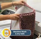 Muddy Mat® AS-SEEN-ON-TV Highly Absorbent Microfiber Door Mat and Pet Rug, Non Slip Thick Washable Area and Bath Mat Soft Chenille for Kitchen Bedroom Indoor and Outdoor - Light Pink 24" x 72"