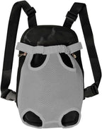 FEimaX Dog Carrier Backpack Pet Legs Out Front Cat Travel Bag, Adjustable Puppy Backpacks Carriers Hands-Free for Small Medium Dogs Cats Hiking Traveling Camping Daily Walking (Medium, Grey)