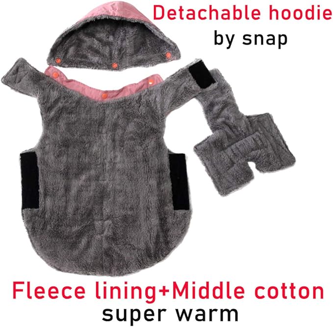 Fleece Dog Hoodie for Small Medium Dogs Super Warm Puppy Jacket for Cold Winter Dog Coats,Pink M