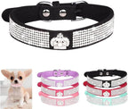 Serijoars Small Dog Collar with Rhinestone Crystal Diamond Colorful Bling Girl Puppy Cat Collars (L, Black4)