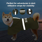 Green Waterproof Raincoat, 2XL for Small Dogs, Adjustable, Windproof, Reflective Strips