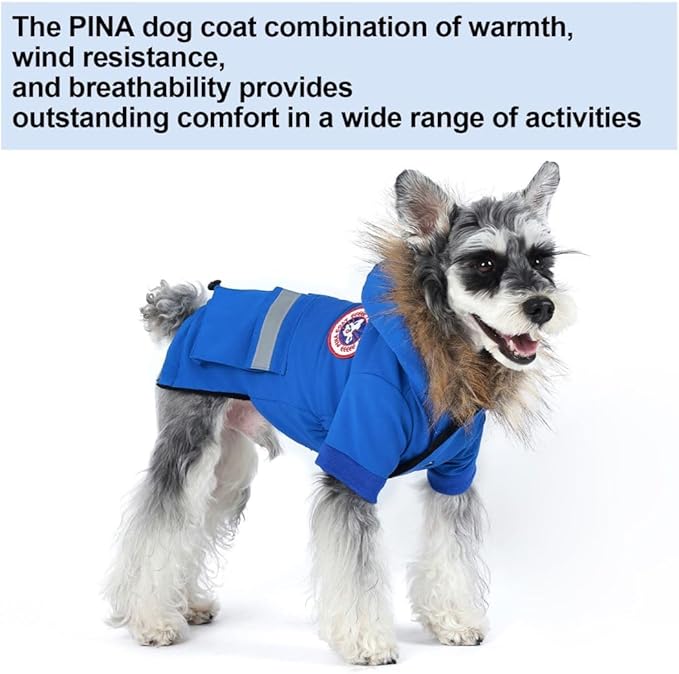 PINA Dog Coats for Small Dogs, Waterproof Dog Jacket, Dog Winter Coat Jacket, Warm Dog Cold Weather Coats, Windproof Reflective Dog Hoodie with Pocket, Flannel Lining Dog Snow Coat with Faux Fur Hood