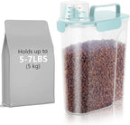 5-7Lbs Airtight Cat Dog Food Storage Container Portable with Upgraded Large Spout and Cup, Plastic Pet Dispenser for Small Animal Kibble, Bird Seed, Oatmeal, Rice, Flour, Brown Sugart-Sky Blue
