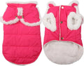 Shawl Design Fleece Lined Warm Dog Jacket for Winter Cold Weather,Soft Windproof Large Dog Coat,Pink XXL
