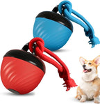 Interactive Dog Toys Ball, 2026 New Smart Pet Puppy Ball with Ropes, Random Path Electric Automatic Moving and Rolling Dogs Toy, for Small Medium Large Dogs Daily Training (Blue+Red)