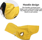 Dog Raincoat rain Jacket Dogs Waterproof fit for Small Medium Breeds Zipper Closure Pocket Storage in Cold Day - Yellow - S