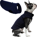 Gooby Fleece Vest Dog Sweater - Navy, Small - Warm Pullover Fleece Dog Jacket with O-Ring Leash for Small to Medium Dogs