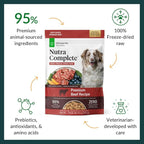 ULTIMATE PET NUTRITION Nutra Complete, 100% Freeze Dried Veterinarian Formulated Raw Dog Food with Antioxidants Prebiotics and Amino Acids, (1 Pound (Pack of 4), Beef)