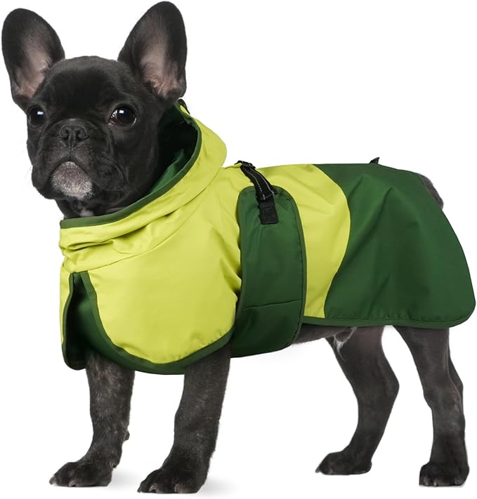 BRKURLEG Dog Raincoat for Small Medium and Large Dogs Waterproof Dog Rain Jacket Adjustable Hooded Dogs Raincoat Pet Rain Coat Poncho with Leash Hole, Reflective Strip, Green, M
