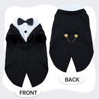 QBLEEV Cat Tuxedo Suit, Cat Halloween Costumes for Cats Only, Sphynx Cat Tuxedo Outfit Costume with Bow Tie, Kitten Formal Attire Wedding Birthday Onesie Clothes for Male Girl Hairless Cats