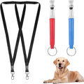 2 Pack Dog Whistle to Stop Barking Neighbors Dog, Professional Adjustable Ultrasonic Silent Dog Whistle for Dog Training Whistle for Recall or Scare Dogs Away with Lanyard (Blue & Red)