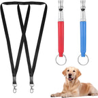 2 Pack Dog Whistle to Stop Barking Neighbors Dog, Professional Adjustable Ultrasonic Silent Dog Whistle for Dog Training Whistle for Recall or Scare Dogs Away with Lanyard (Blue & Red)