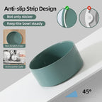 Ceramic Elevated Cat Food and Water Bowl, Kitty Bowl, Raised Cat Dish, Pet Feeder (5.1 in, 2 x Dark Green + Stand)