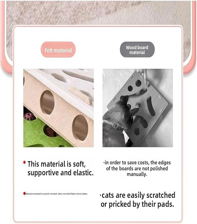 Interactive Cat Scratch Box with Nail File & Slow Feeder - Puzzle Enrichment Toy for Indoor Cats Mental Stimulation